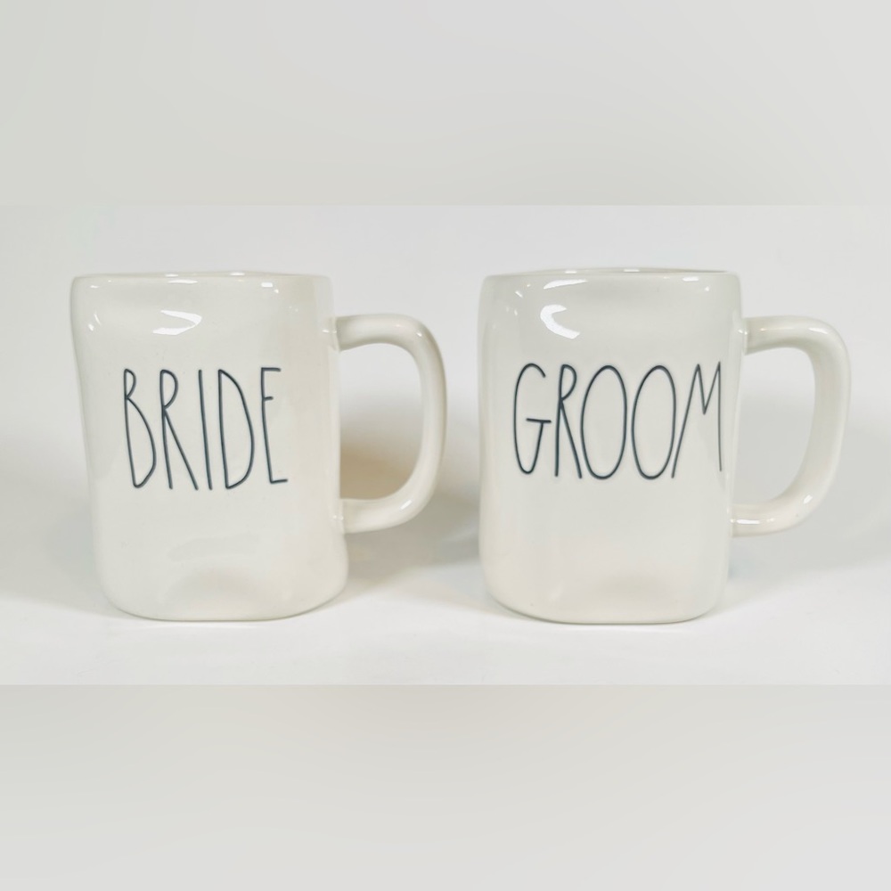 Rae Dunn Artisan Collection By Magenta Bride & Groom White Mug Set